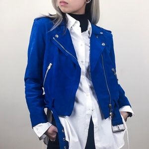 BLUE SUEDE BIKER JACKET